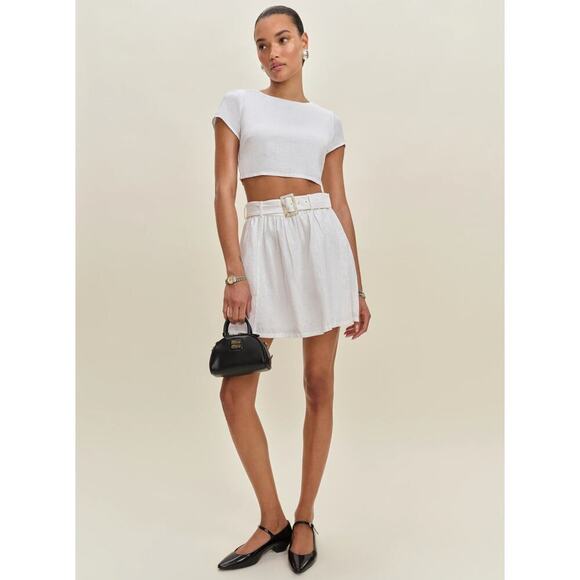 Reformation Niki Belted Linen Two Piece White New - Picture 1 of 9